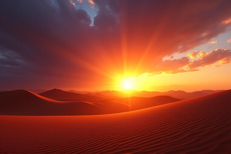 Coucher de soleil dans le désert